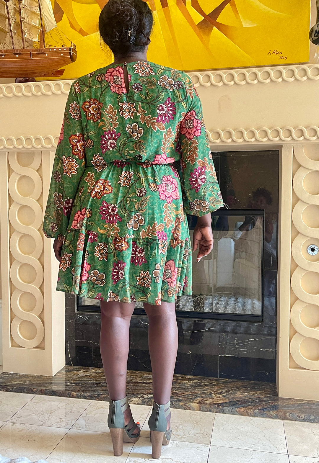 Green Woven Mini Dress