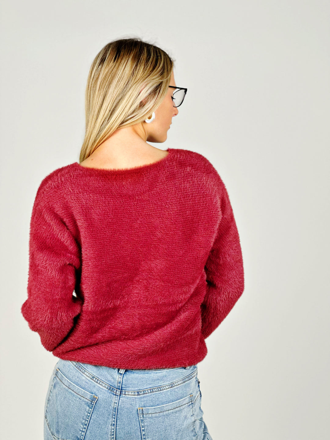 Burgundy V Neck Sweater