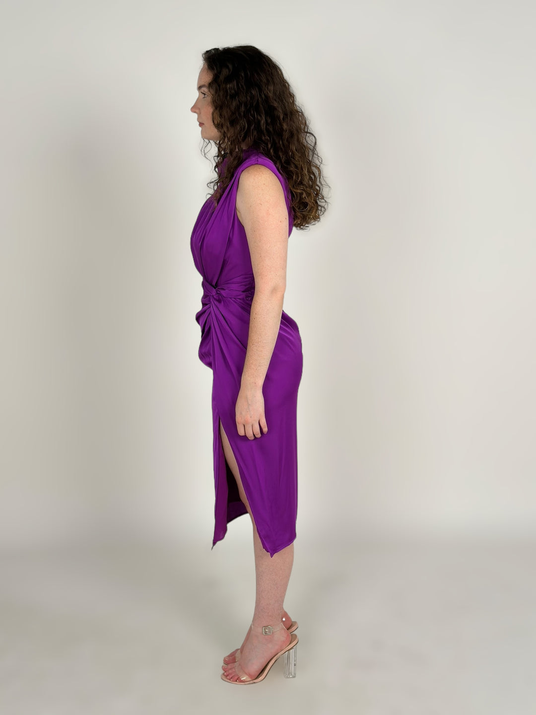 Purple Sleeveless Midi Dress