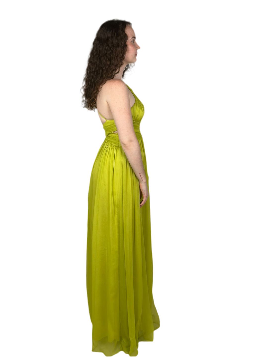 Chartreuse One Shoulder Maxi Dress