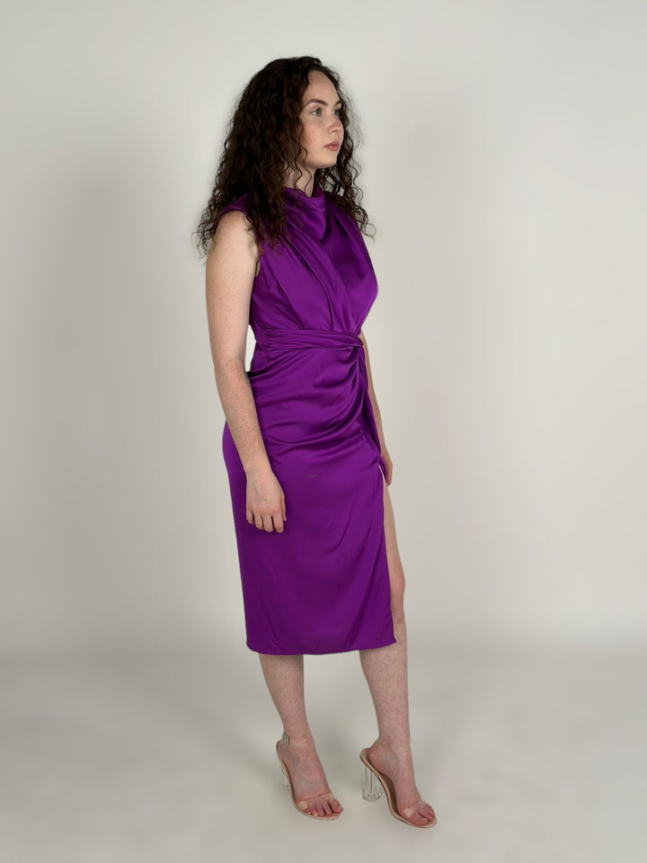 Purple Sleeveless Midi Dress