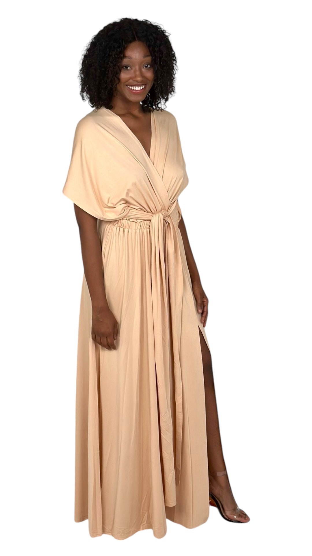 Taupe Goddess Tie Dress