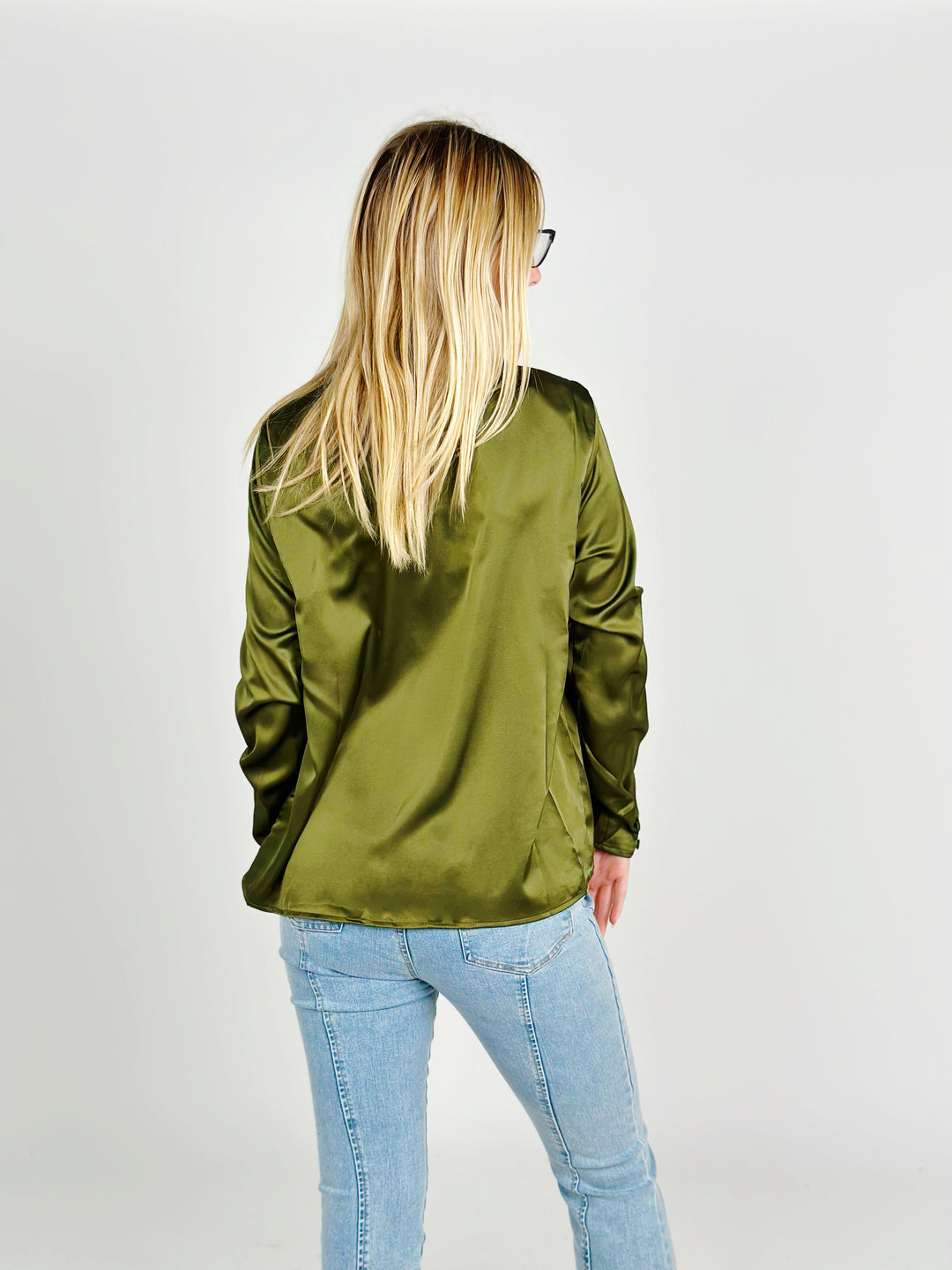 Olive Satin Top