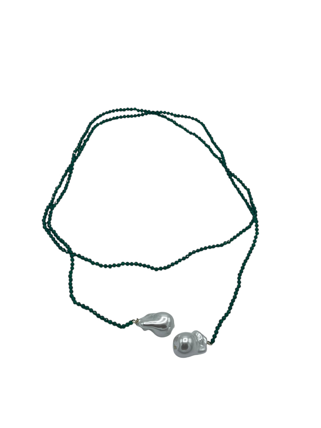 Green Pearl Beaded Long Necklace