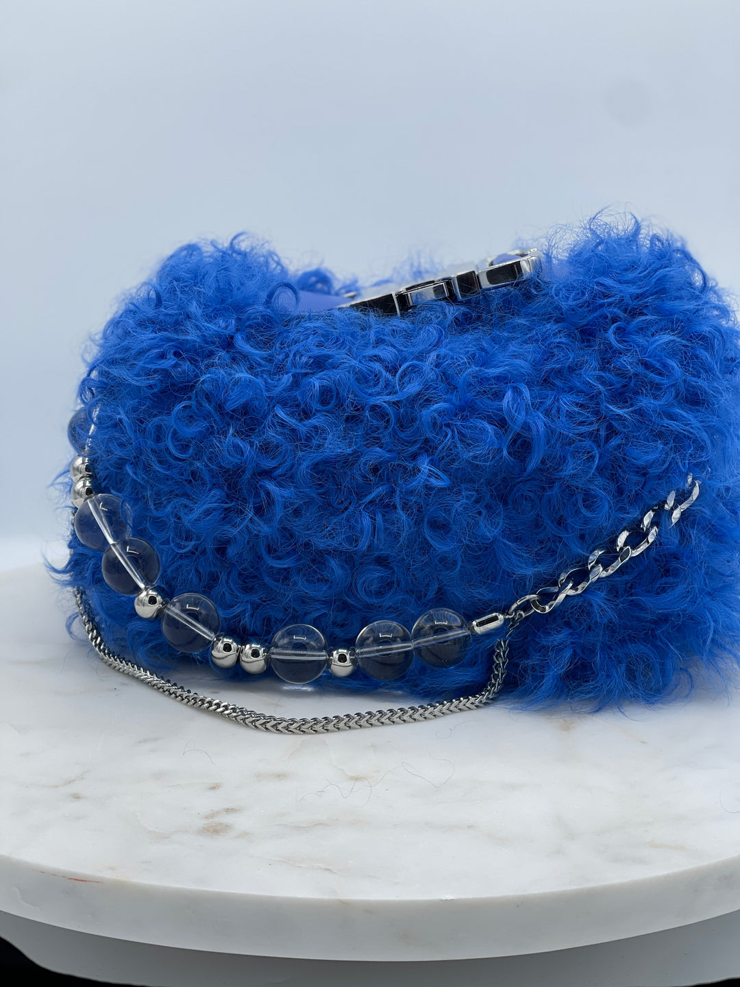 Blue Mohair Show Core Purse