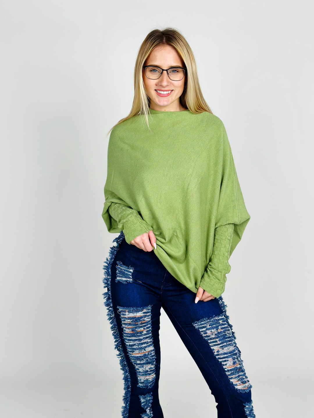 Green Asymmetrical Sweater