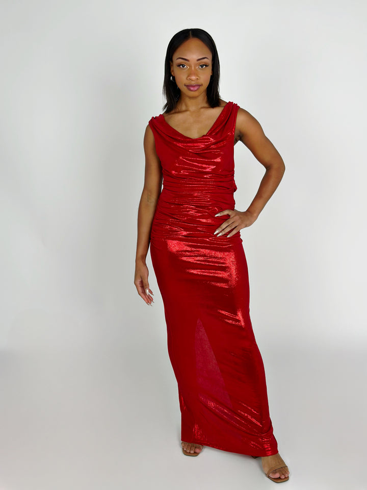 Red Metallic Dress