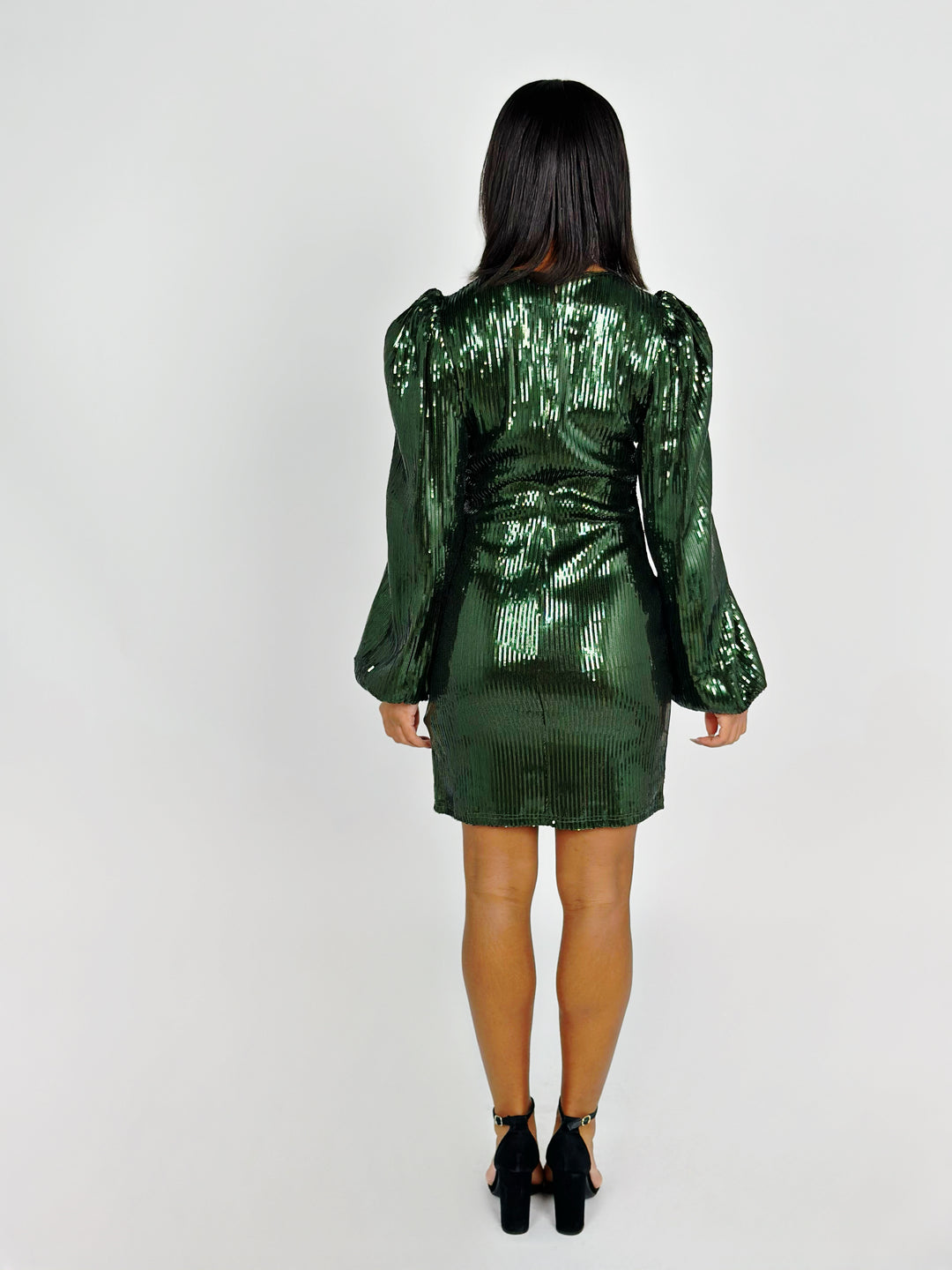 Dark Green Sequin Mini Dress