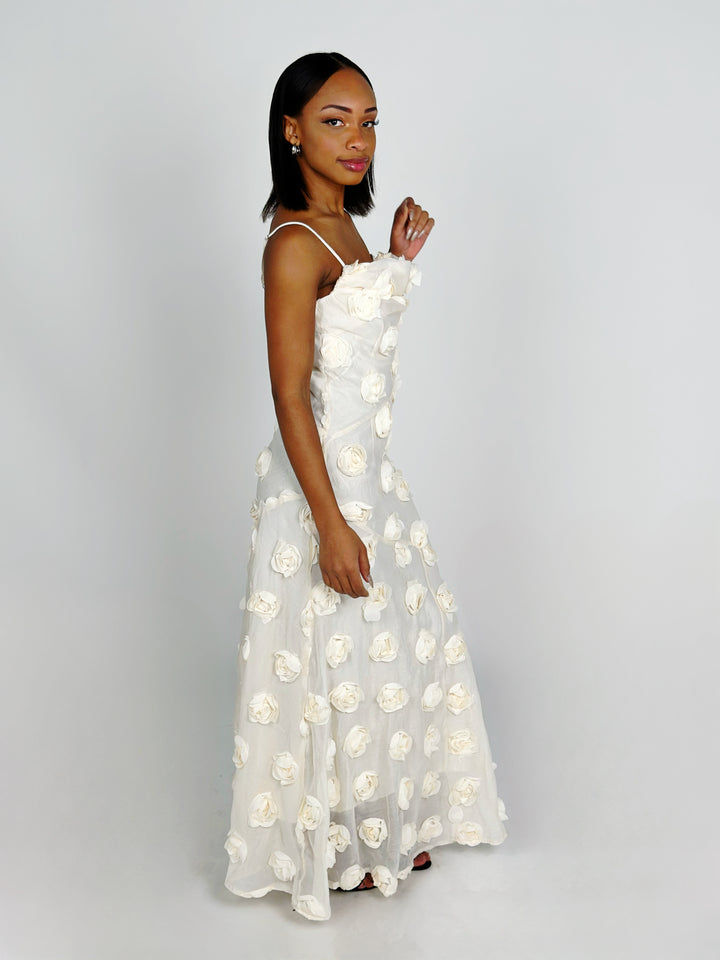 Cream Floral Maxi Dress