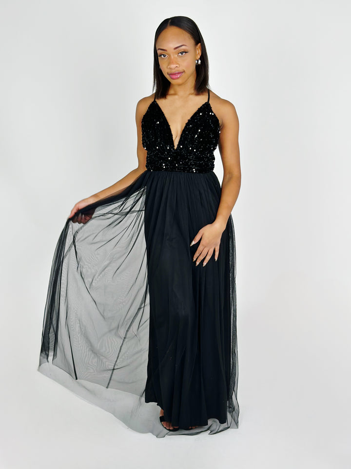 Black Mesh Maxi Dress