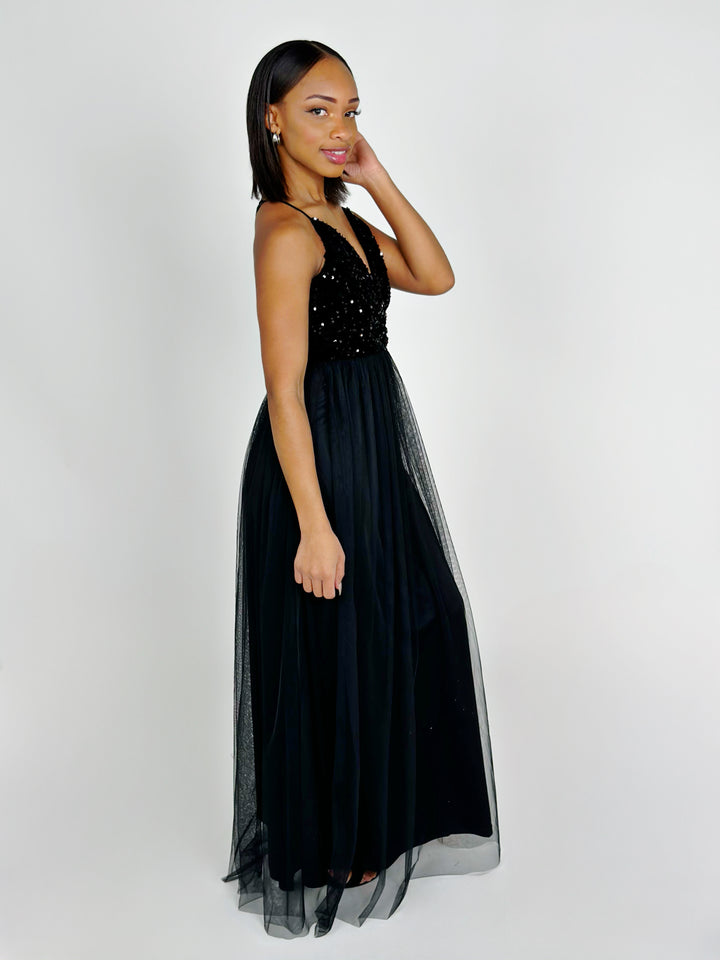 Black Mesh Maxi Dress