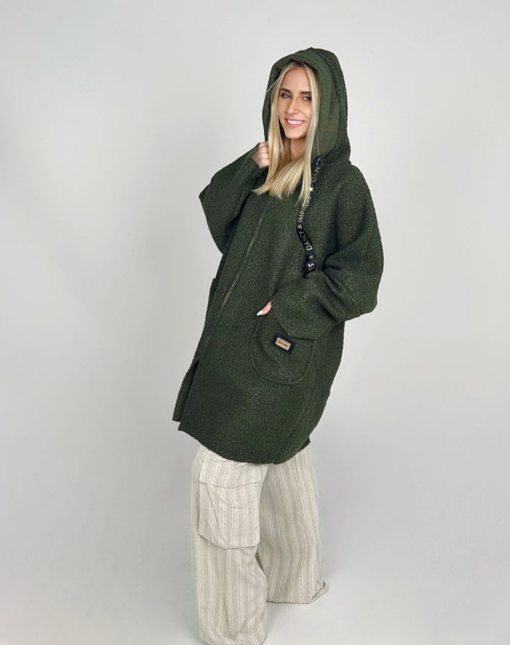 Green Soft Hooded Coat