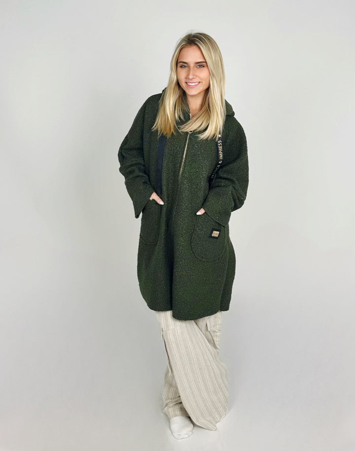 Green Soft Hooded Coat