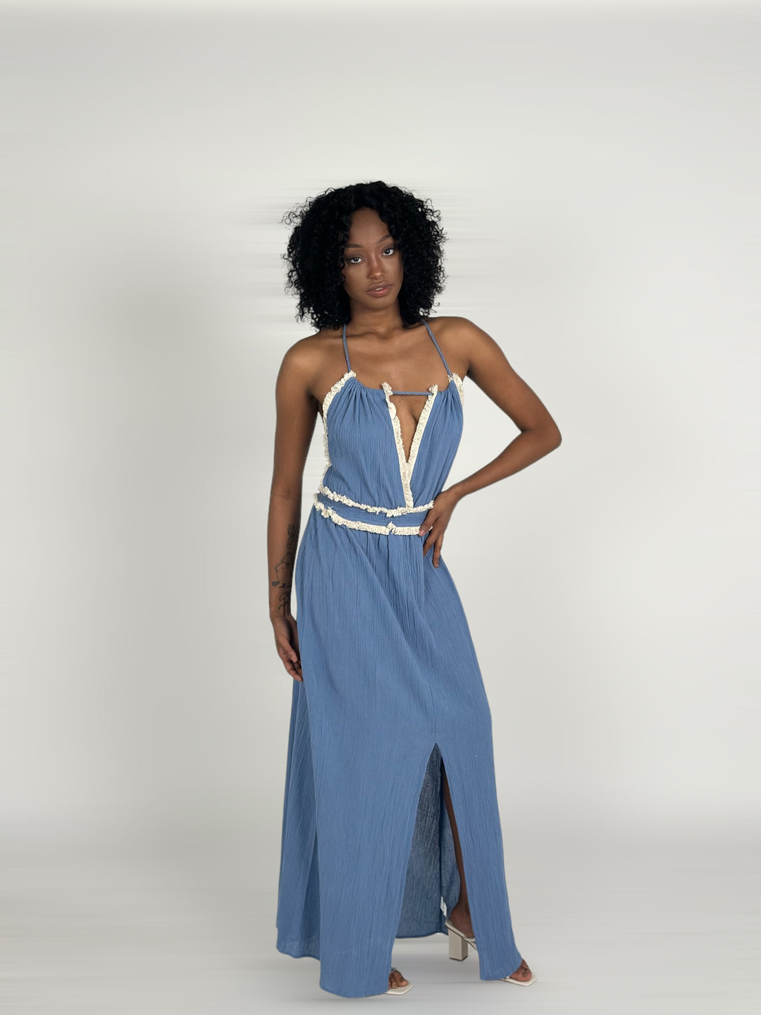 Blue Maxi Halter Dress