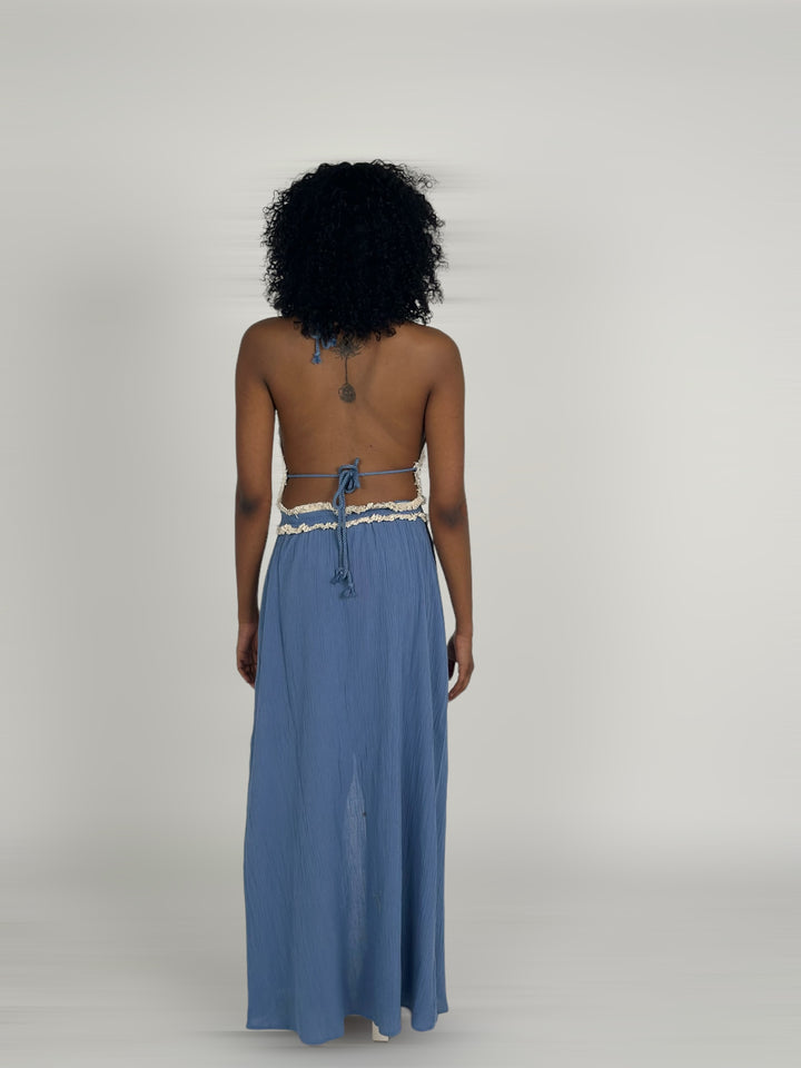 Blue Maxi Halter Dress