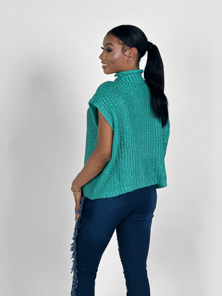 Emerald Metallic Sweater Top