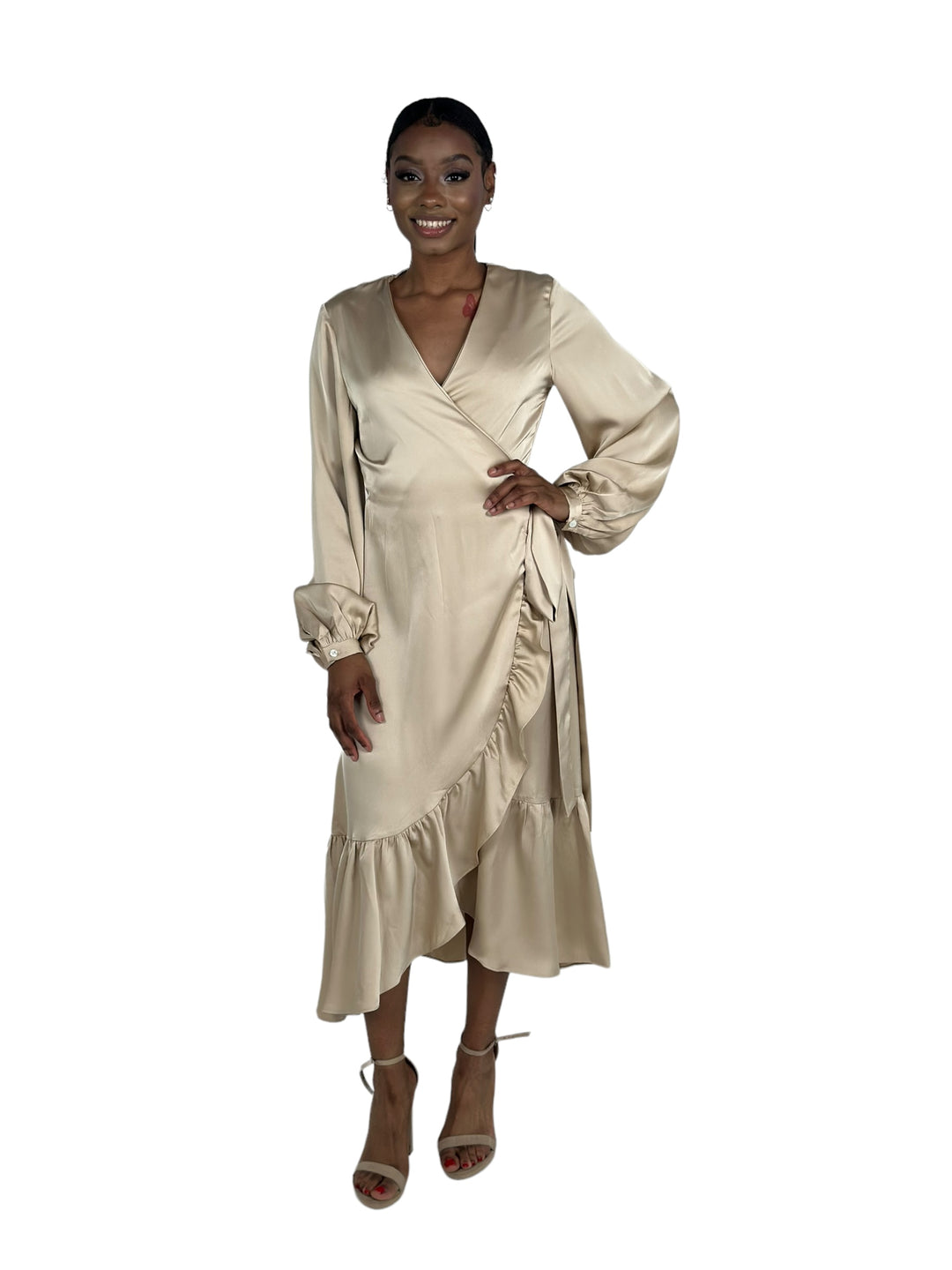 Beige Wrap Dress