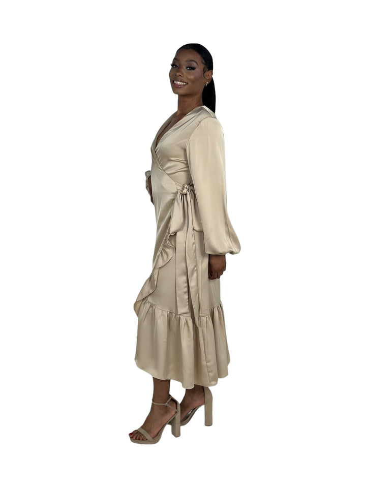 Beige Wrap Dress