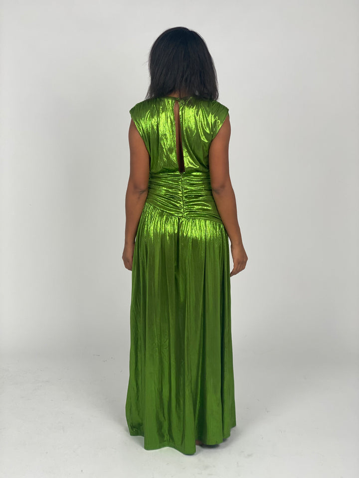 Green Metallic Maxi Dress