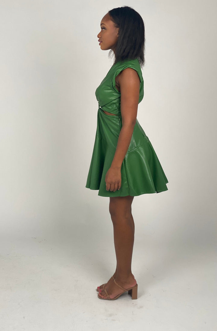 Kelly Green Faux Leather Dress