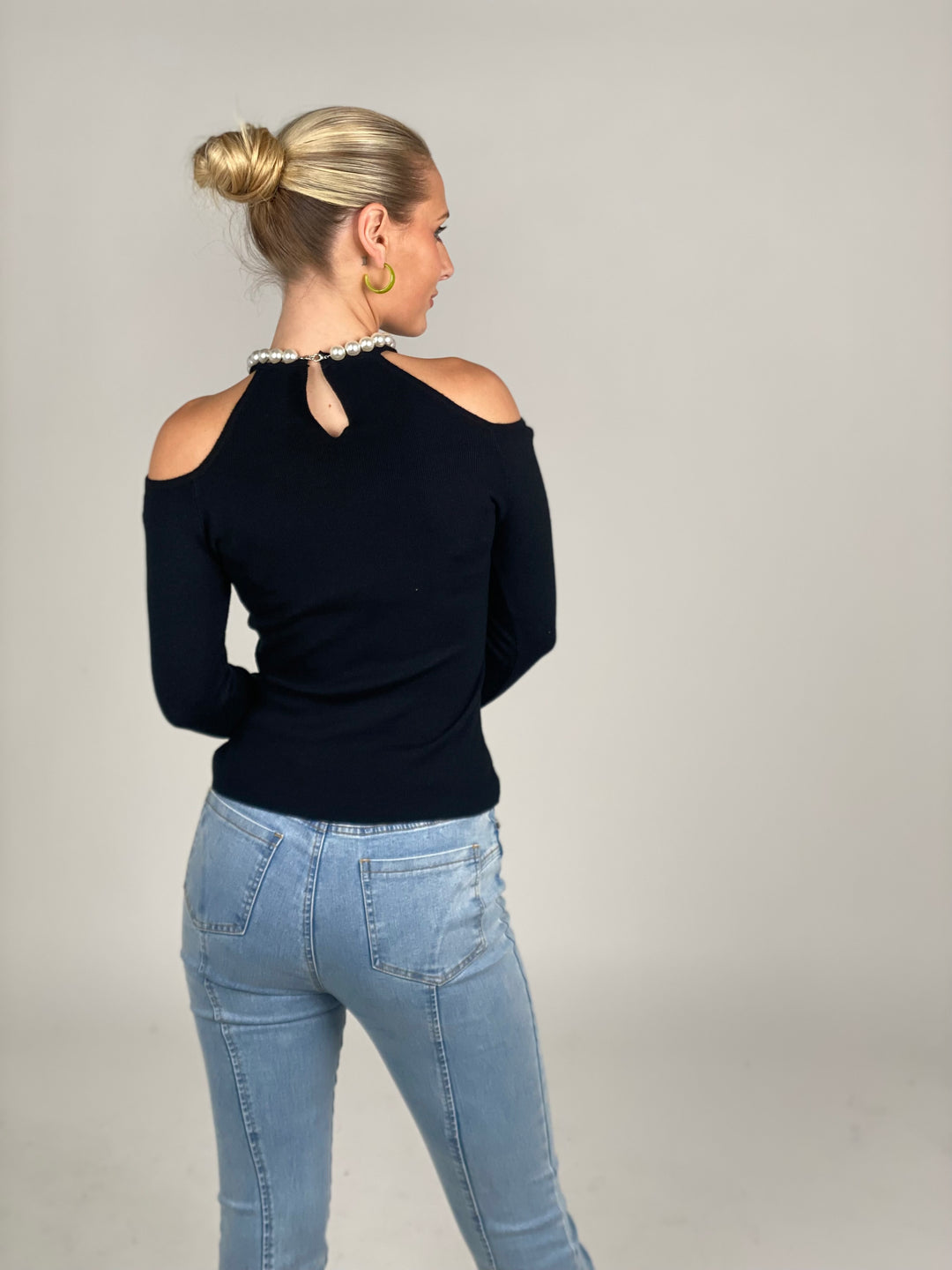 Black Cold Shoulder Sweater