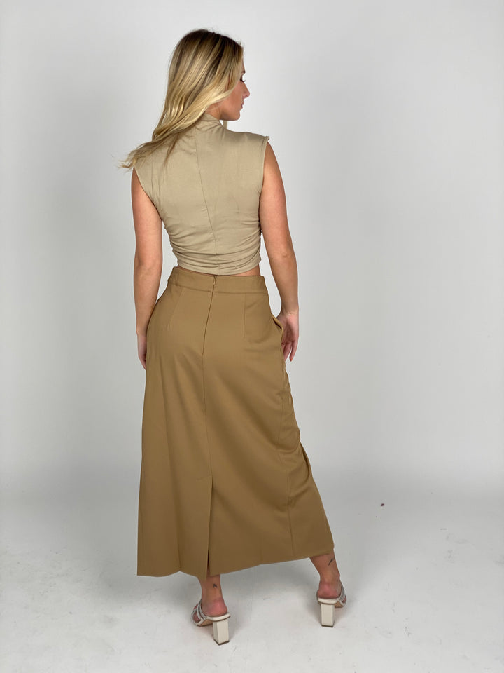 Khaki Midi Skirt