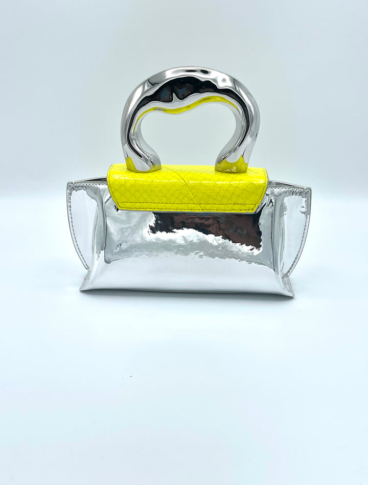 Yellow On Silver Purse