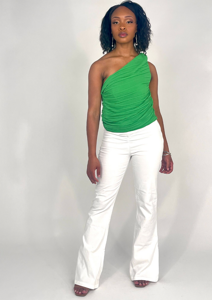 Kelly Green One Shoulder Top