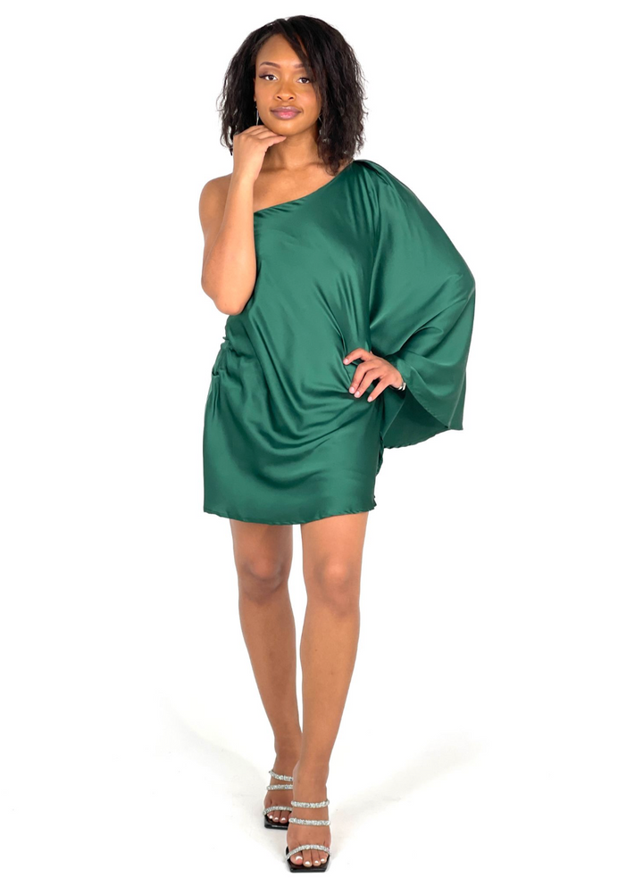 Green Mini Satin Dress