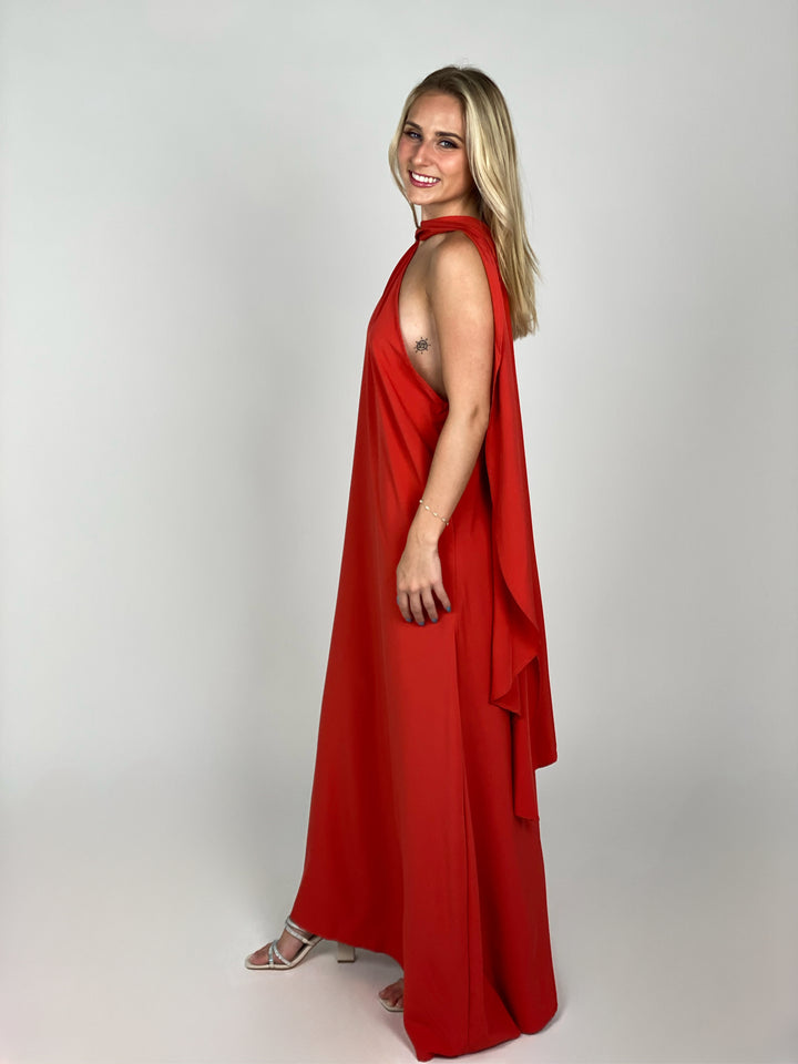 Red Maxi Unique Dress