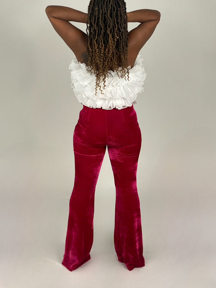 Fuchsia Flared Velvet Pants