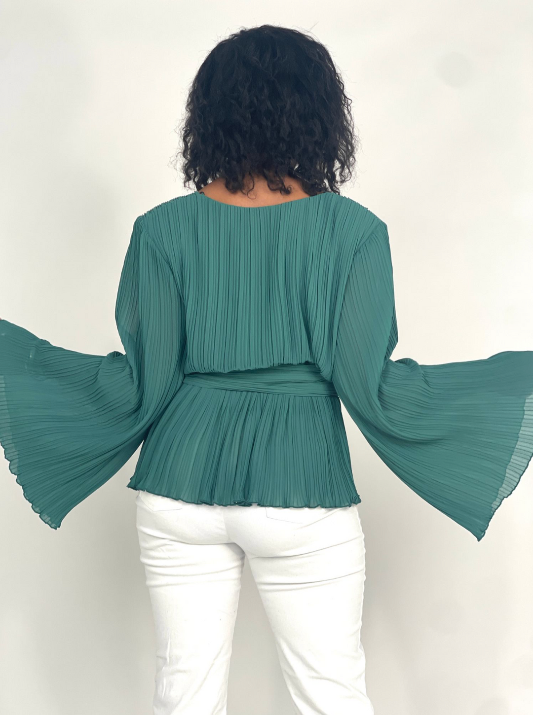 Teal Green Pleated Top