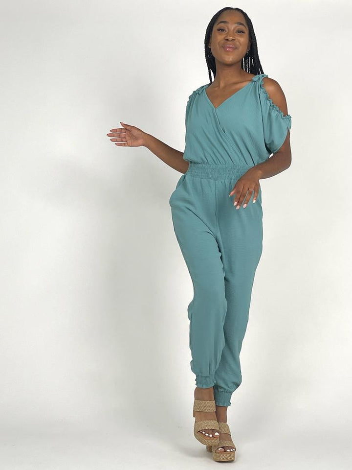 Seafoam Cold Shoulder Jumpsuit