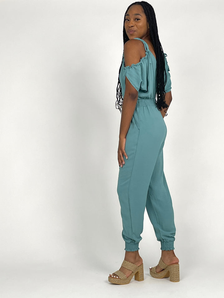 Seafoam Cold Shoulder Jumpsuit