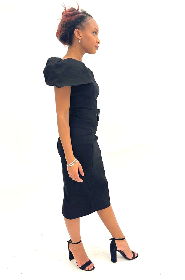 Black Woven Midi Dress