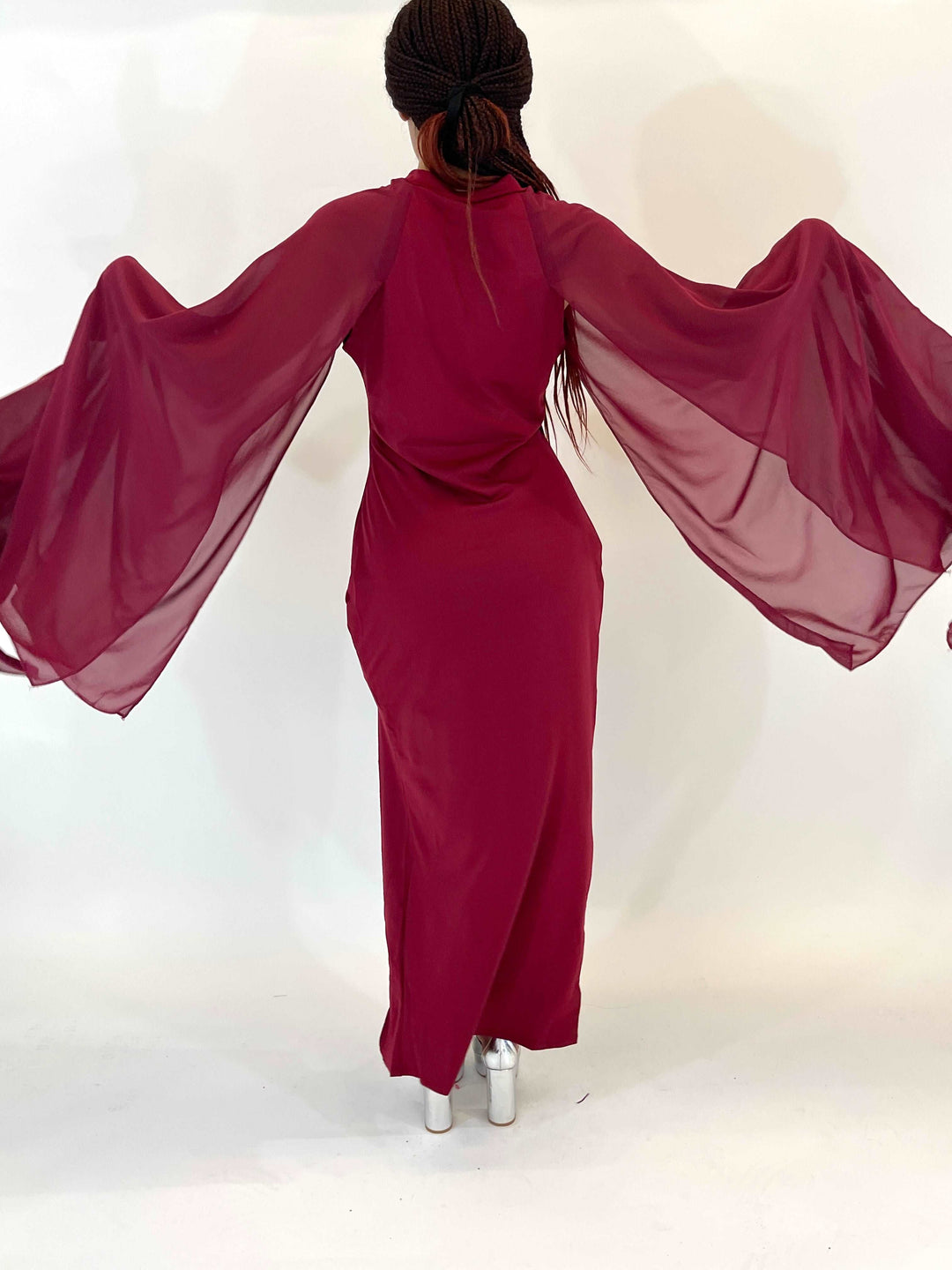 Burgundy Long Sleeve Maxi Dress
