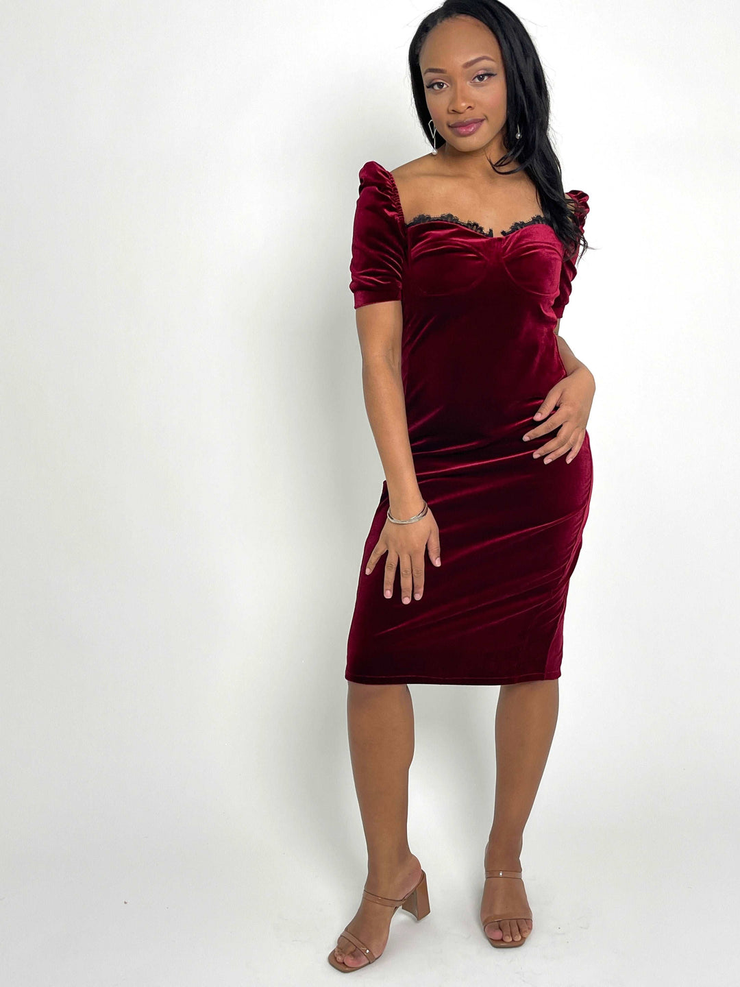 Burgandy Velvet Dress