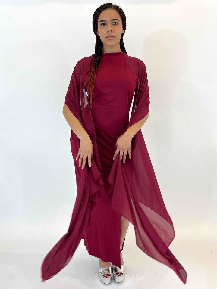 Burgundy Long Sleeve Maxi Dress