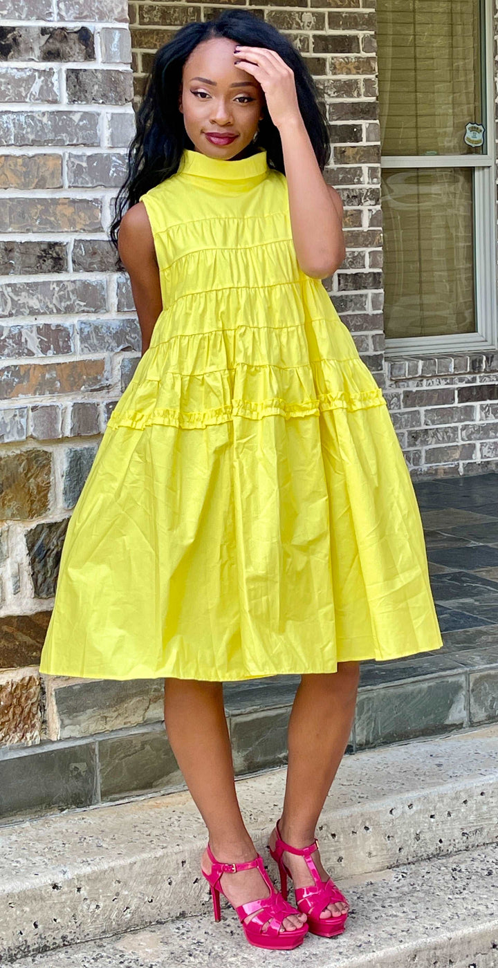 Beulah Style Yellow Ruffle Dress