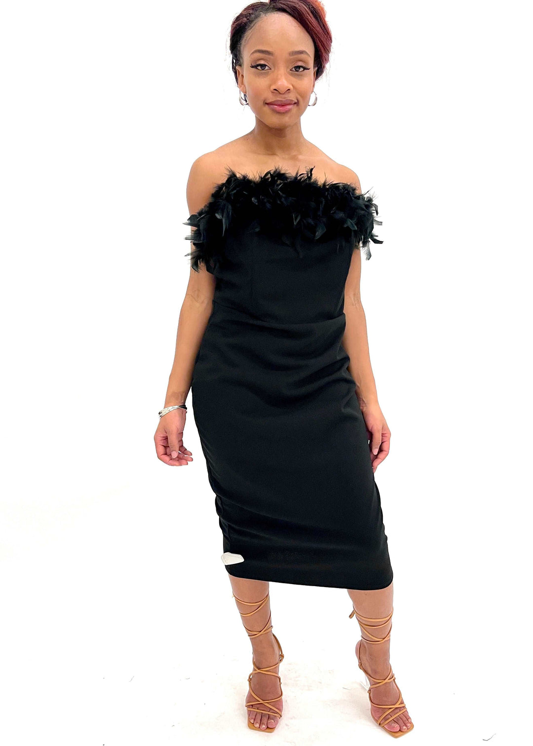 Black Feather Tube Dress