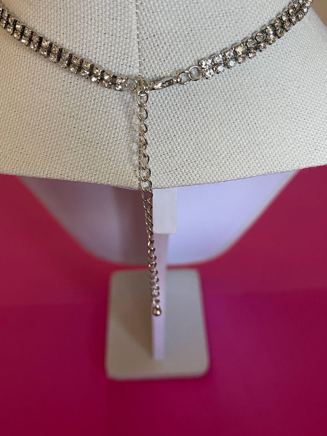 Double–wrap Silver Crystal Necklace