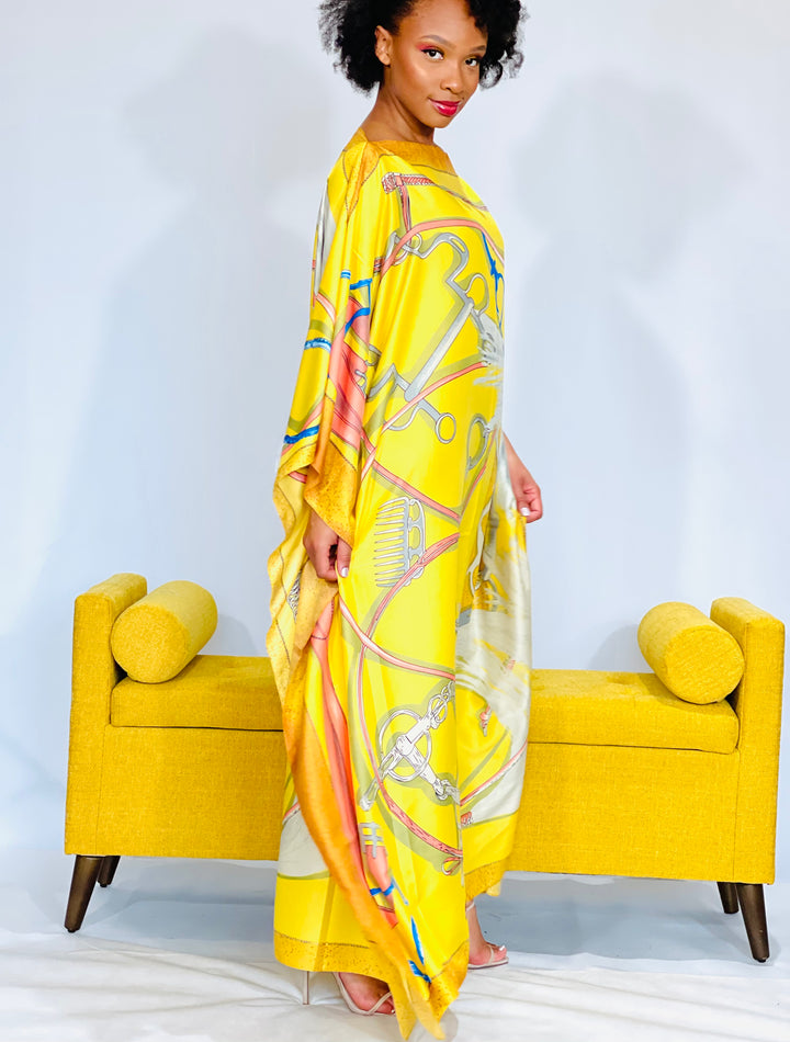 Sassyn Yellow Multicolor Art Style Dress