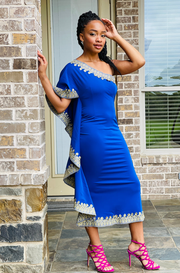 Sassyn A-Line Blue Cocktail Dress