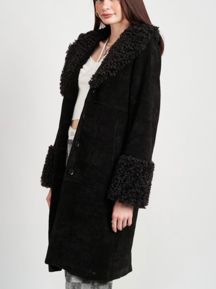 Black Faux Length Coat