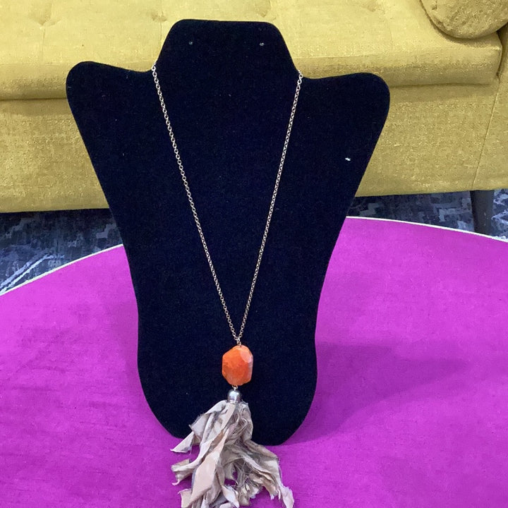 Orange pearl and flare necklace