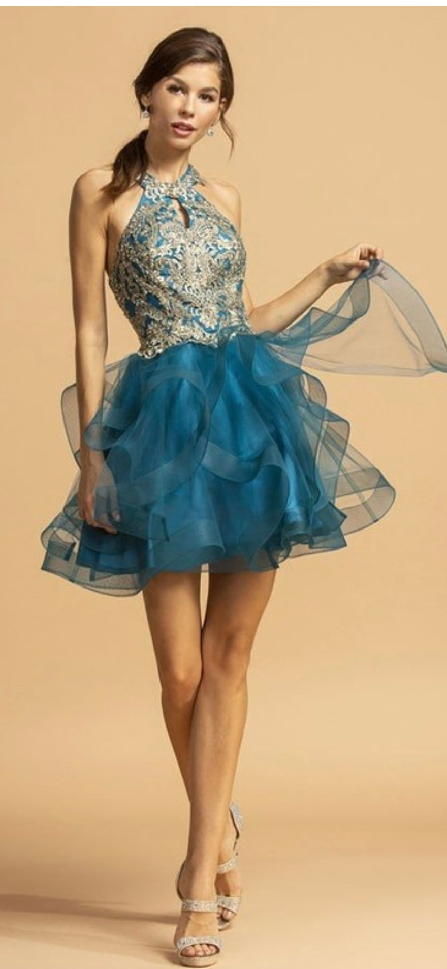 Blue Mini Sequined Dress
