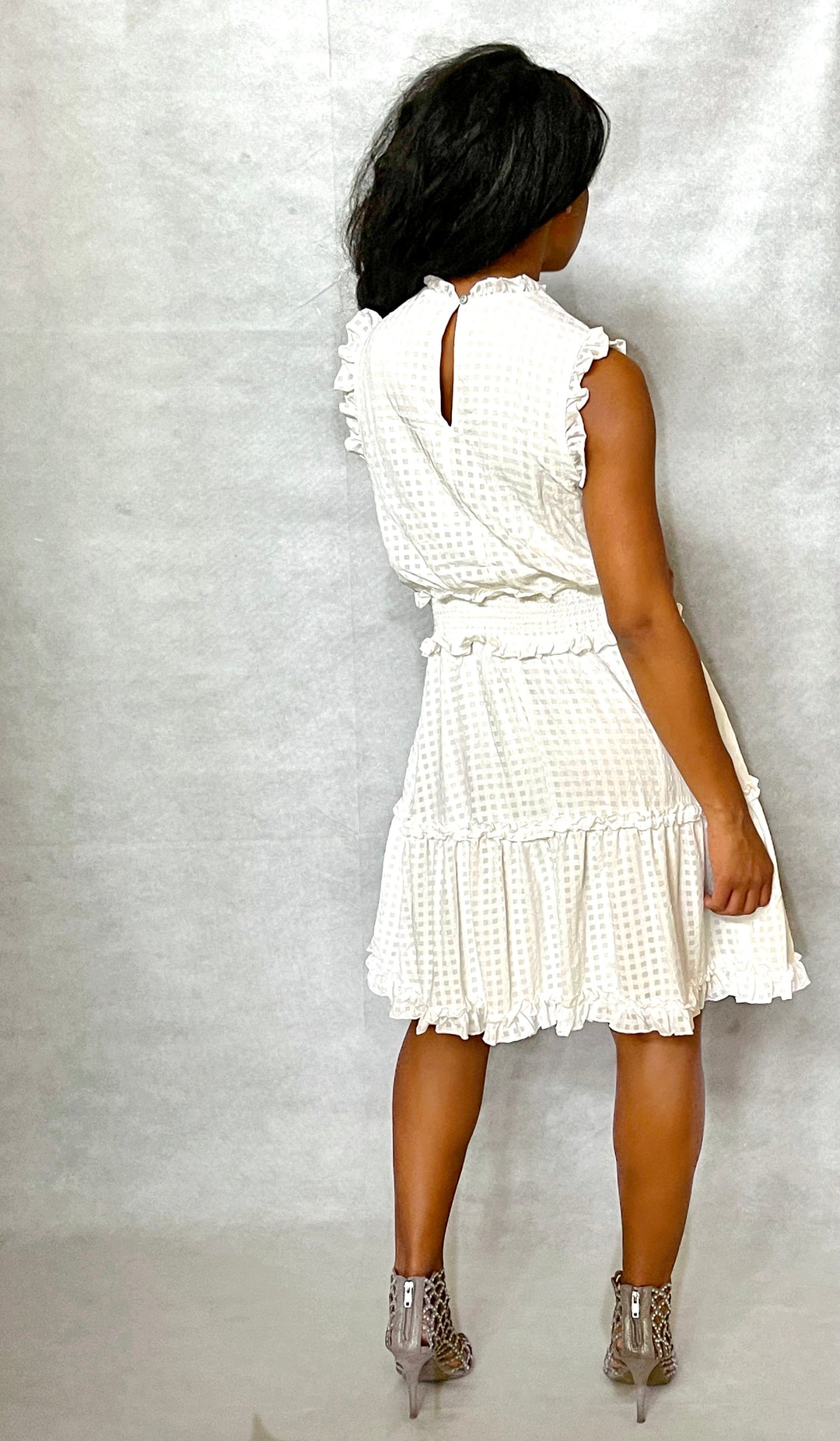 Off White Dress With Ruffle