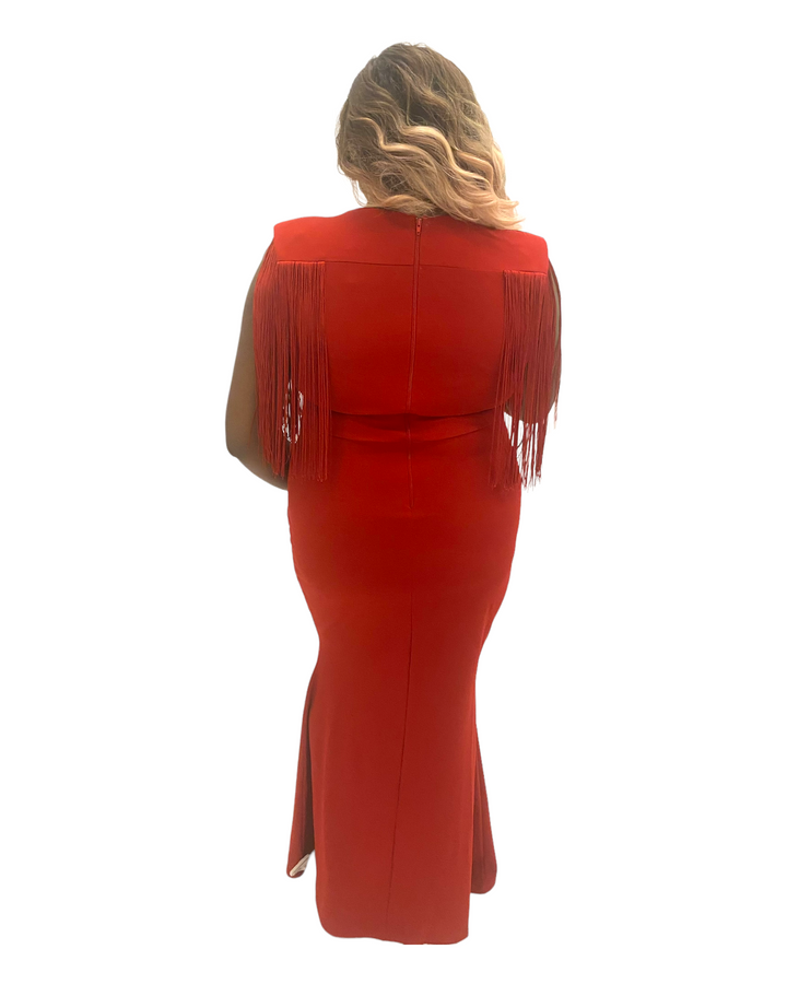 Red Fringe Maxi Dress