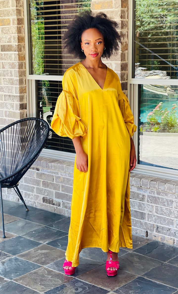 Yellow Lantern Sleeve Dress