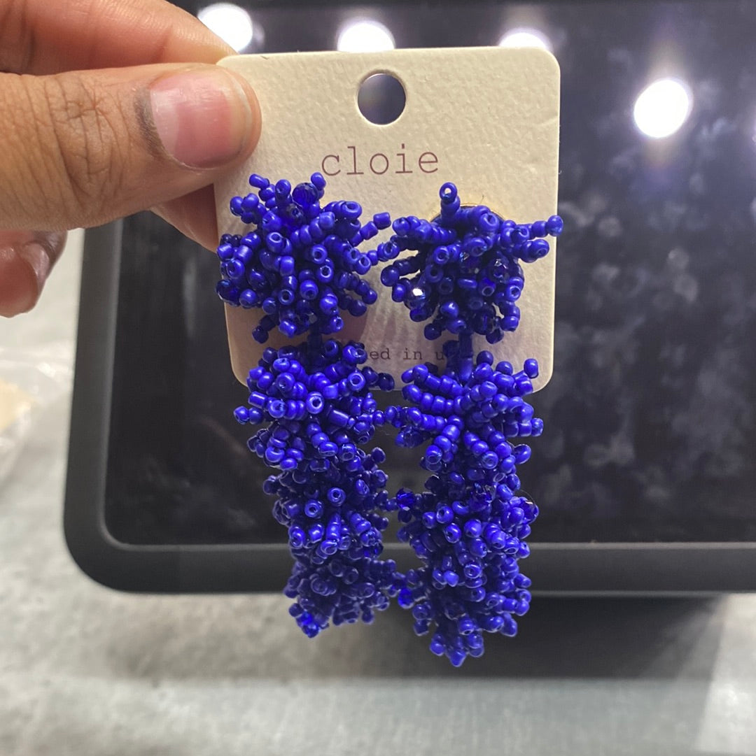 Blue Floral Bead Earrings